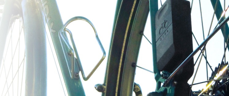 a black box is attached on the bicycle